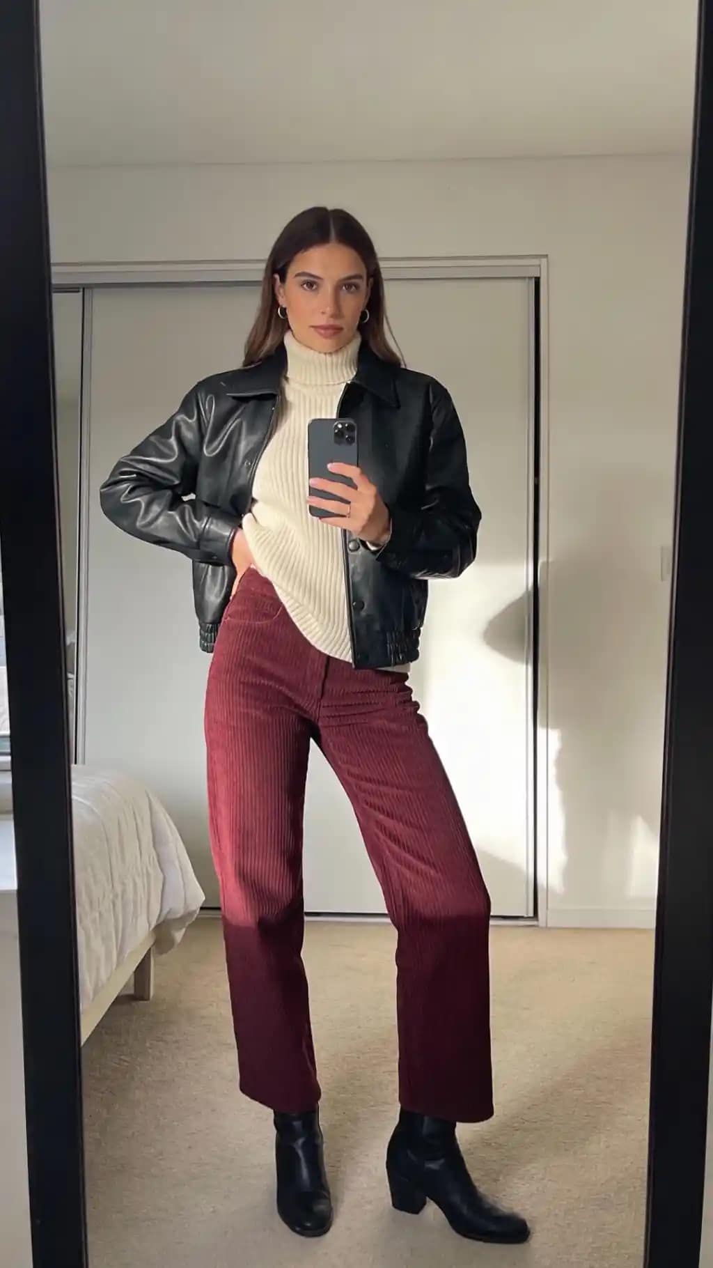 Burgundy Corduroy Pants Combo