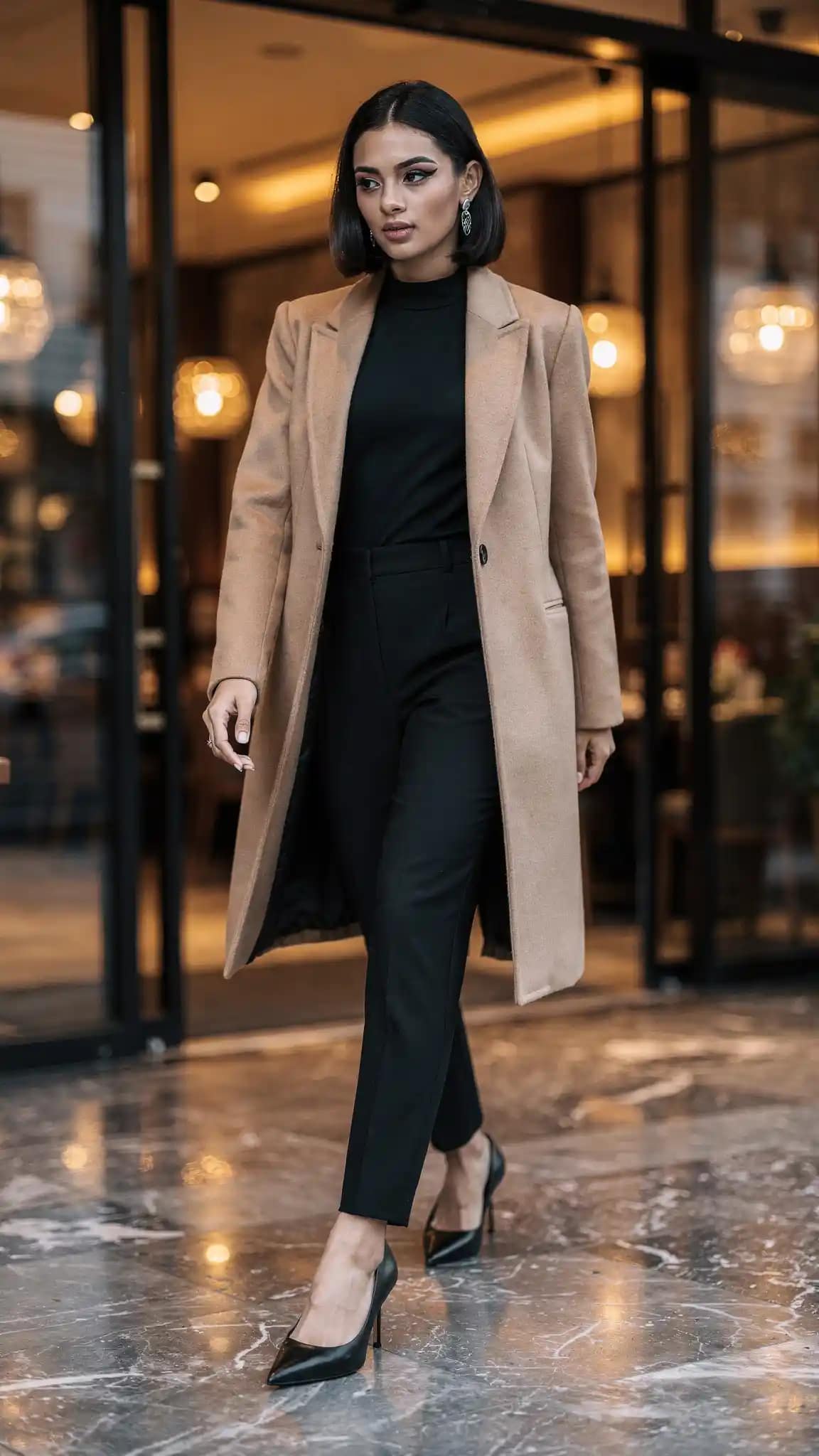 Wool Coat Elegant Brunch