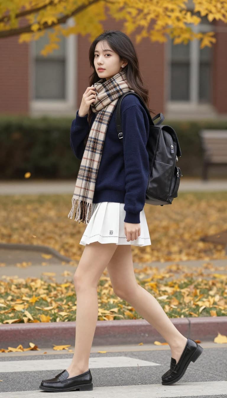 Preppy White Skirt Campus Look