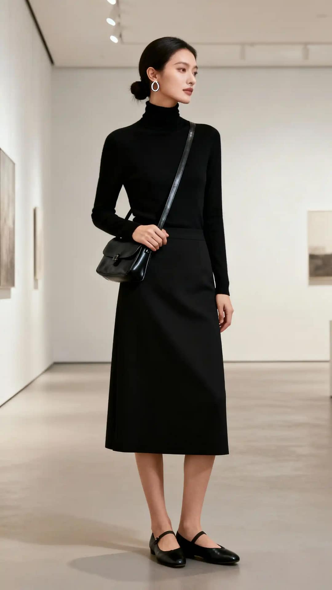 Minimalist Black Skirt Look