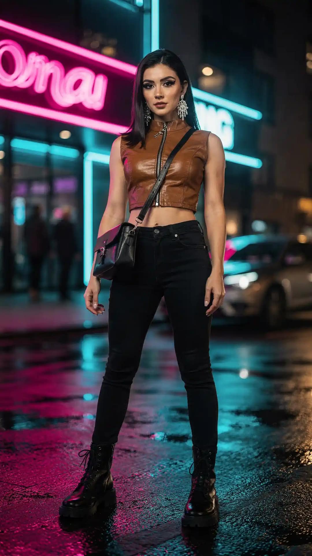 Edgy Leather Jacket Night Out